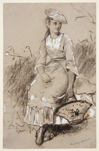 Siedząca dziewczyna z koszem autorstwa Winslow Homer