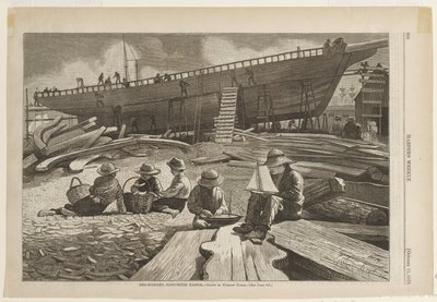 Budowa statków, port w Gloucester autorstwa Winslow Homer