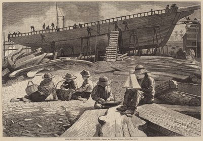 Budowa statków, Gloucester Harbor, opublikowana w 1873 r. autorstwa Winslow Homer