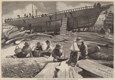 Budowa statków, Gloucester Harbor, opublikowana w 1873 r. autorstwa Winslow Homer