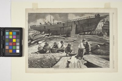 Budowa statku, port w Gloucester (tusz) autorstwa Winslow Homer