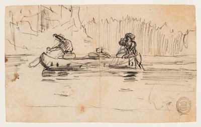 Widok z boku na kajak z dwoma mężczyznami autorstwa Winslow Homer