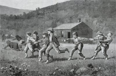 Snap-the-Whip, z Harpers Weekly, 20 września 1873, (drewno na papierze gazetowym) autorstwa Winslow Homer