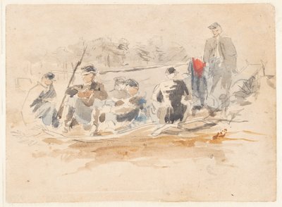 Żołnierze siedzący w grupie autorstwa Winslow Homer