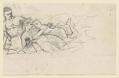 Stojący mężczyzna patrzący na dwie tonące postacie (studium do obrazu Prąd wsteczny) autorstwa Winslow Homer