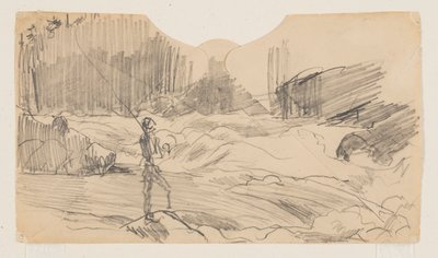 Studium dla „Wędkarstwa Ouananiche” nad jeziorem St. John autorstwa Winslow Homer