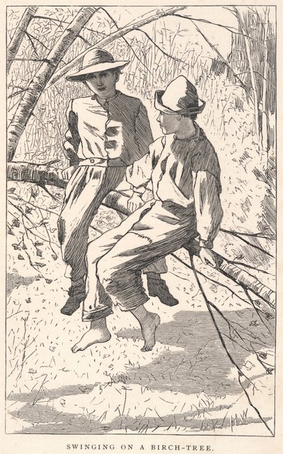Huśtanie się na brzozie, z Our Young Folks, czerwiec 1867 r. autorstwa Winslow Homer