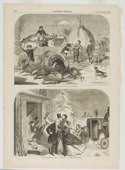 Święto Dziękczynienia - sposoby i środki oraz Święto Dziękczynienia - przybycie do starego domu autorstwa Winslow Homer