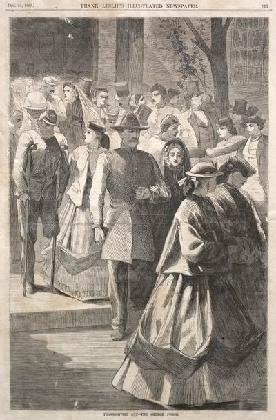 Święto Dziękczynienia - Kruchta Kościoła, 1865. autorstwa Winslow Homer