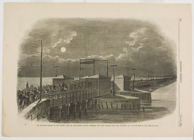 Straż Przednia Wielkiej Armii Stanów Zjednoczonych przekraczająca Długi Most nad Potomakiem o 2 w nocy 24 maja 1861 r. autorstwa Winslow Homer