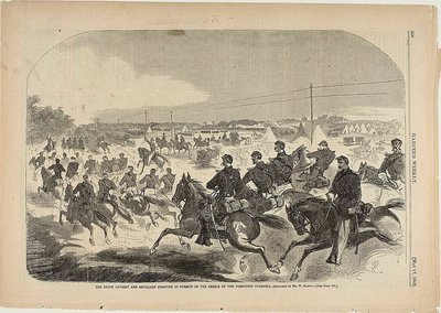 Kawaleria i artyleria Unii ruszają w pościg za rebeliantami w górę Yorktown Turnpike autorstwa Winslow Homer
