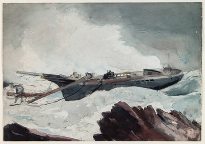 Rozbity szkuner, ok. 1900-10 (akwarela i węgiel na papierze) autorstwa Winslow Homer