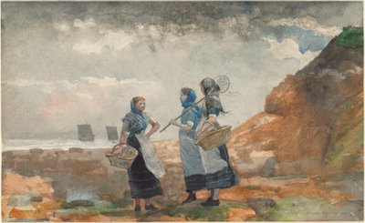 Trzy dziewczęta rybaków, Tynemouth autorstwa Winslow Homer