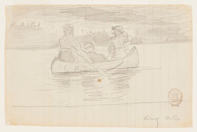 Trzej mężczyźni w kajaku, Il Manigne, Quebec autorstwa Winslow Homer