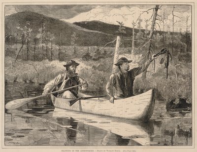Trapping in the Adirondacks, z Every Saturday: Ilustrowany dziennik wybranych lektur, 24 grudnia 1870 r. autorstwa Winslow Homer