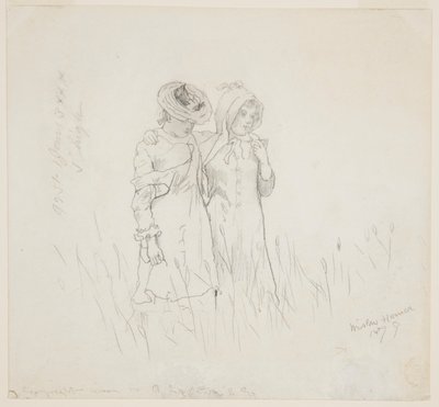 Dwie dziewczyny na polu autorstwa Winslow Homer