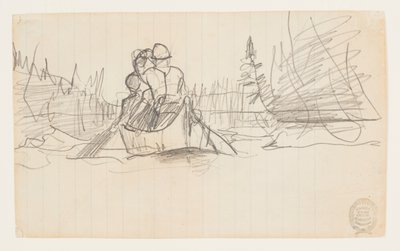 Dwóch mężczyzn w kajaku autorstwa Winslow Homer