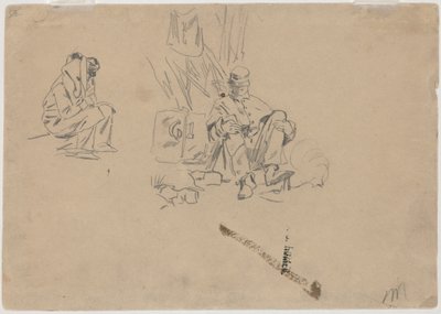 Dwóch żołnierzy odpoczywających [verso], 1862. autorstwa Winslow Homer