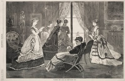 Oczekiwanie na telefony w Nowy Rok, 1869. autorstwa Winslow Homer