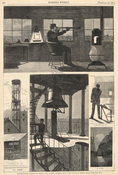 Watch-Tower, Corner of Spring i Varick Streets, Nowy Jork, z Harper autorstwa Winslow Homer