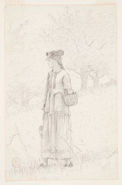 Młoda kobieta niosąca kosz autorstwa Winslow Homer