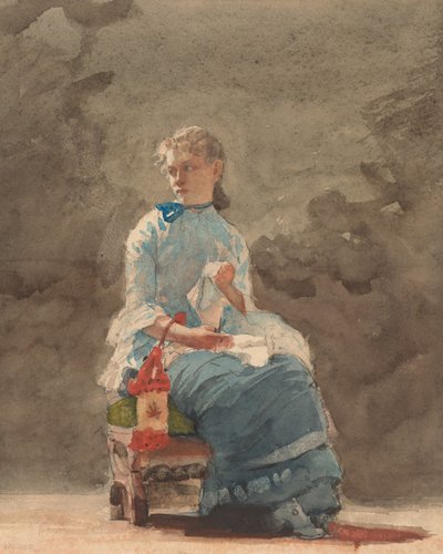 Młoda kobieta do szycia, 1876. autorstwa Winslow Homer