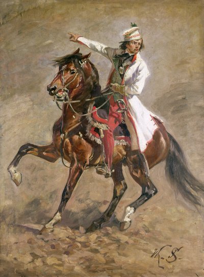 Generał Tadeusz Kościuszko (1746-1817) na koniu, szkic do „Panoramy Racławickiej”, 1893 (zob. 127666) autorstwa Wojciech Kossak