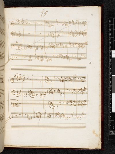 Adagio i fuga c-moll, K. 546, Add. 28996, f.10r autorstwa Wolfgang Amadeus Mozart