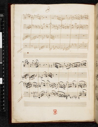 Adagio i fuga c-moll, K. 546, Add. 28996, f.6v autorstwa Wolfgang Amadeus Mozart