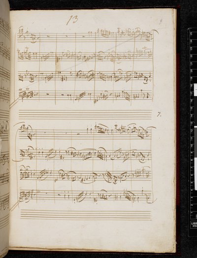 Adagio i fuga c-moll, K. 546, Add. 28996, f.9r autorstwa Wolfgang Amadeus Mozart