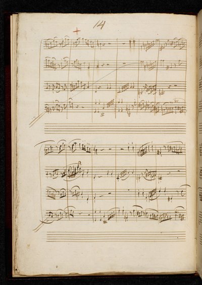 Adagio i fuga c-moll, K. 546, Add. 28996, f.9v autorstwa Wolfgang Amadeus Mozart