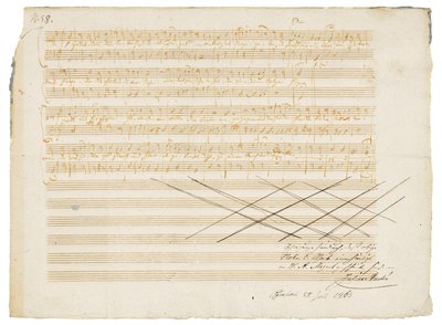 Rękopis muzyczny autograf, Dwa hymny niemieckie, K.343 autorstwa Wolfgang Amadeus Mozart