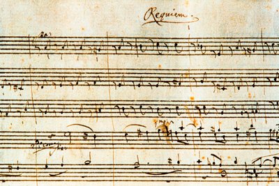 Autograf partytura Requiem KV 626 austriackiego kompozytora Wolfganga Amadeusza Mozarta (1756-1791) autorstwa Wolfgang Amadeus Mozart