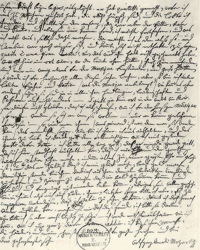 Autograf listu od Mozarta autorstwa Wolfgang Amadeus Mozart