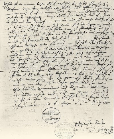 Odręczny list od Wolfganga Amadeusza Mozarta autorstwa Wolfgang Amadeus Mozart