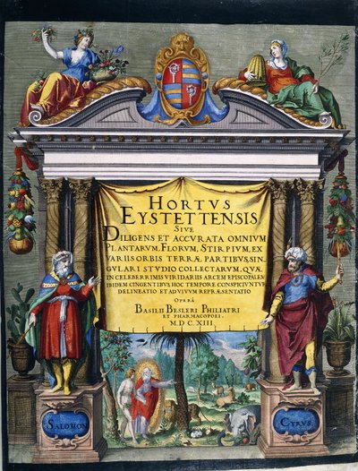 Grawerowany tytuł Florilegium „Hortus Eystettensis” autorstwa Basiliusa Beslera autorstwa Wolfgang Kilian