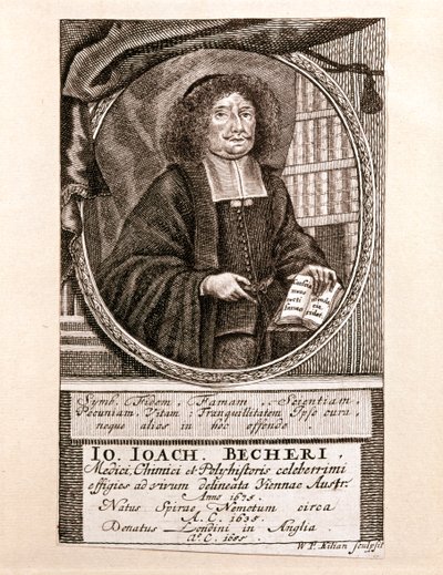 Portret Johanna Joachima Bechera (rycina) autorstwa Wolfgang Philipp Kilian