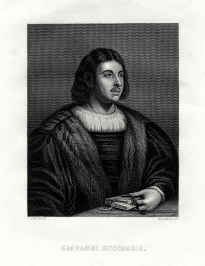 Giovanni Boccaccio, włoski pisarz i poeta, XIX wiek. autorstwa Woodman