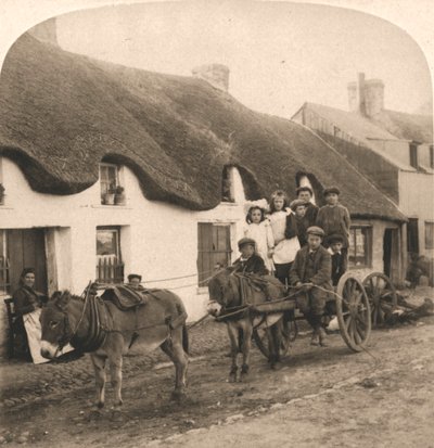 Malownicze życie i zwyczaje irlandzkiej wioski, Irlandia, 1901. autorstwa Works and Sun Sculpture Studios