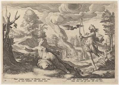 Zabójcza korona Apolla autorstwa Workshop of Hendrick Goltzius, after Hendrick Goltzius
