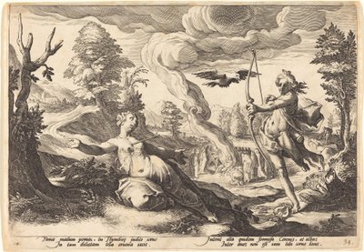 Zabójcza korona Apolla autorstwa Workshop of Hendrick Goltzius, after Hendrick Goltzius