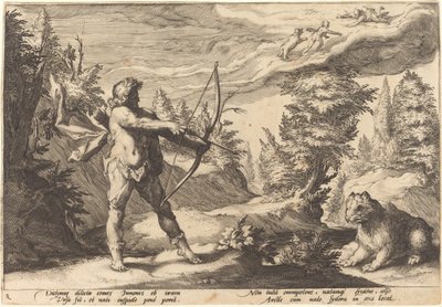 Arcas przygotowuje się do zabicia swojej matki autorstwa Workshop of Hendrick Goltzius, after Hendrick Goltzius