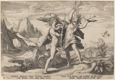 Daphne zmieniła się w drzewo laurowe autorstwa Workshop of Hendrick Goltzius, after Hendrick Goltzius