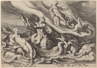 Juno skarży się Okeanosowi i Tetydzie na Kallisto autorstwa Workshop of Hendrick Goltzius, after Hendrick Goltzius