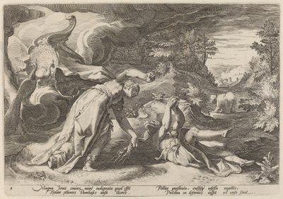 Juno zamieniająca Callisto w niedźwiedzia autorstwa Workshop of Hendrick Goltzius, after Hendrick Goltzius