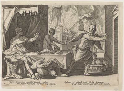 Likaon zamieniony w wilka autorstwa Workshop of Hendrick Goltzius, after Hendrick Goltzius