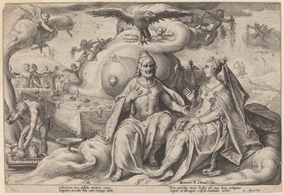 Spór między Jowiszem a Juno autorstwa Workshop of Hendrick Goltzius, after Hendrick Goltzius