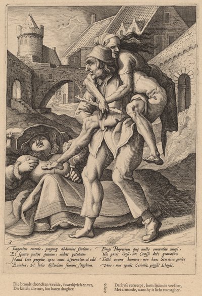 Ubóstwo jest łatwiejsze do zniesienia niż luksus autorstwa Workshop of Hendrick Goltzius, after Karel van Mander I