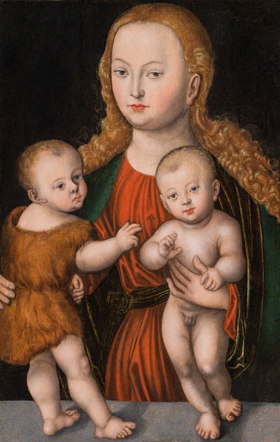 Madonna mit Kind und Johannesknaben Dziewica z Dzieciątkiem i Dzieciątkiem św. autorstwa workshop of Lucas Cranach the Elder