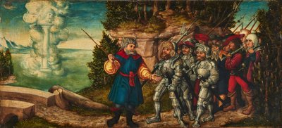Język niemiecki: Moses und die Wolkensäule Mojżesz i słup obłoku autorstwa workshop of Lucas Cranach the Elder